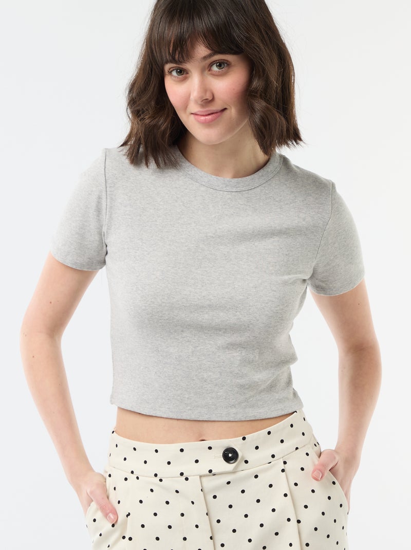 Maglietta crop top basic Grigio - Kiabi