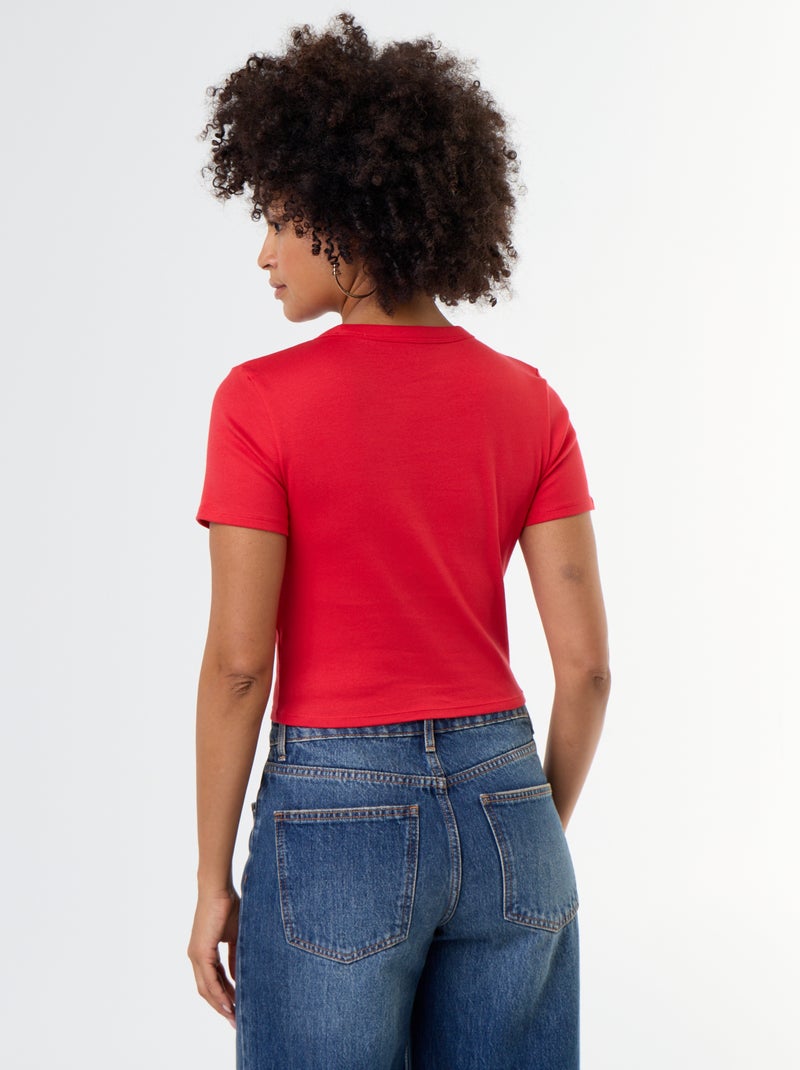 Maglietta crop top basic Rosso - Kiabi