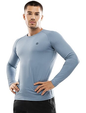 Maglietta da allenamento a maniche lunghe da uomo fitness uomo aqua