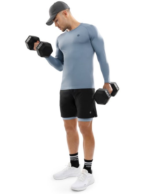 Maglietta da allenamento a maniche lunghe da uomo fitness uomo aqua - Kiabi