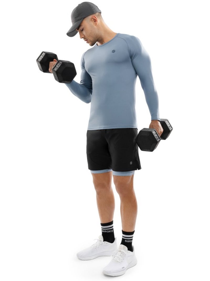 Maglietta da allenamento a maniche lunghe da uomo fitness uomo aqua Blu - Kiabi