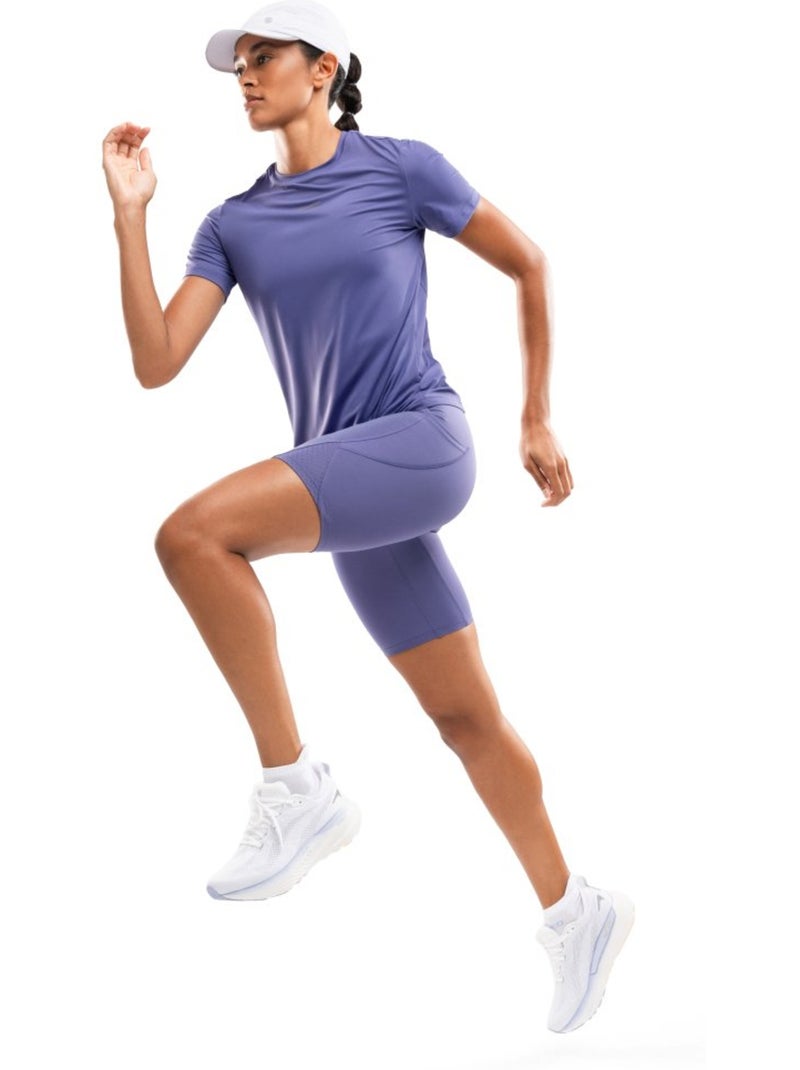 Maglietta da corsa a maniche corte da donna fitness donna singapore Blu - Kiabi