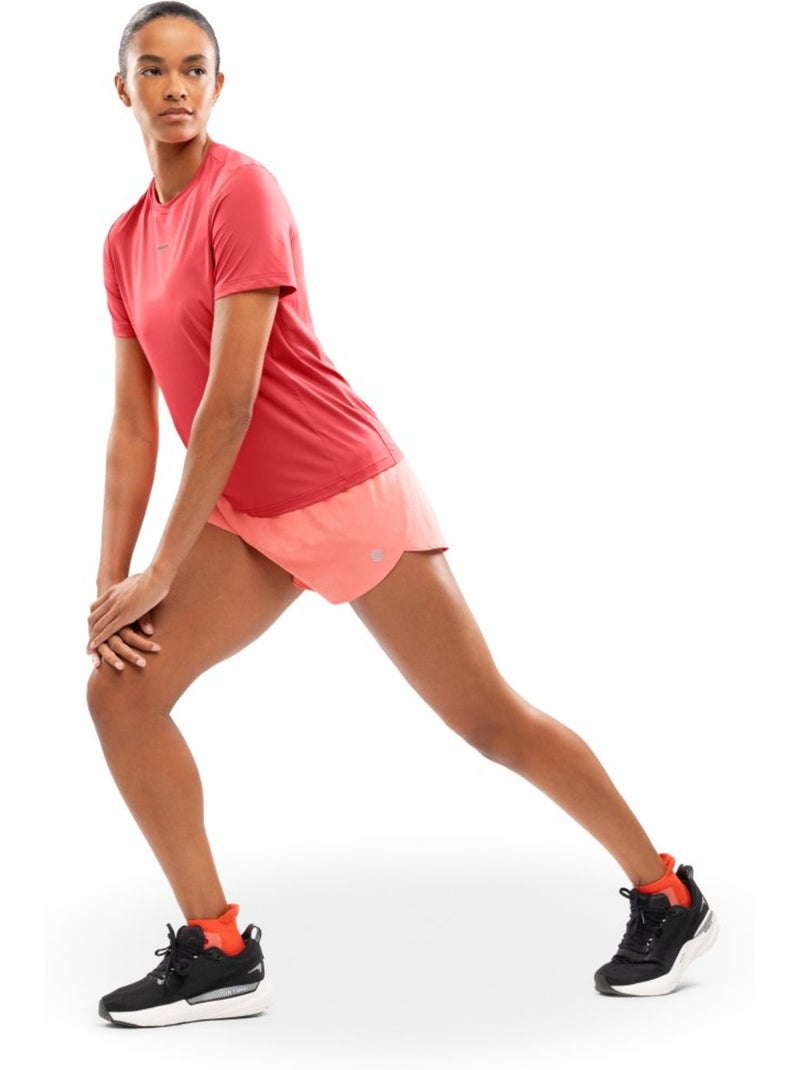 Maglietta da corsa a maniche corte da donna fitness donna singapore coral Rosa - Kiabi