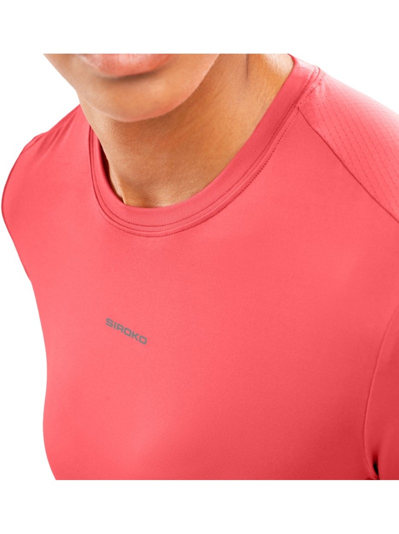 Maglietta da corsa a maniche corte da donna fitness donna singapore coral Rosa - Kiabi