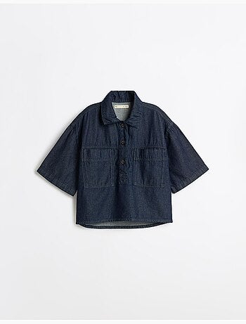 Maglietta di jeans oversize da donna, mo fashion
