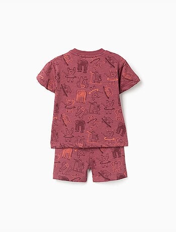 Maglietta e pantaloncini in cotone con motivo animale