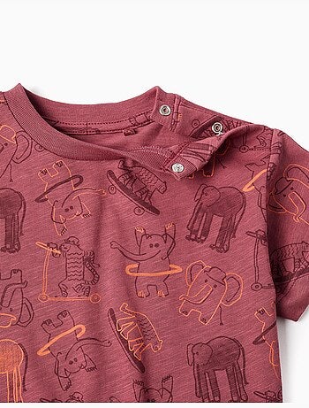 Maglietta e pantaloncini in cotone con motivo animale