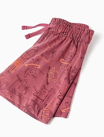Maglietta e pantaloncini in cotone con motivo animale