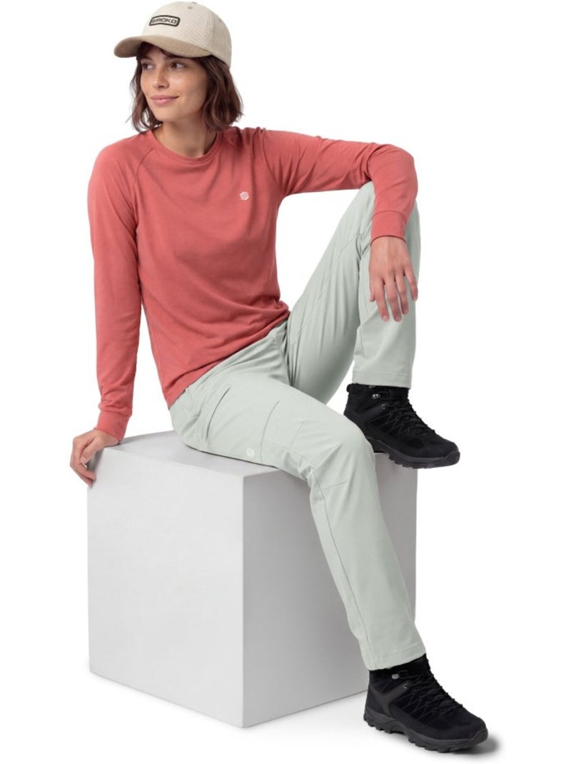Maglietta escursionismo maniche lunghe donna donna nahuel-w brick Rosso - Kiabi