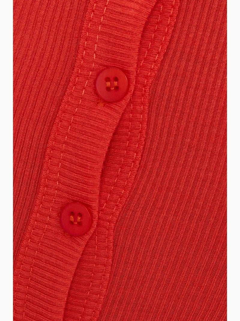 Maglietta girocollo tessuta manica lunga con bottoni hiccup Rosso - Kiabi