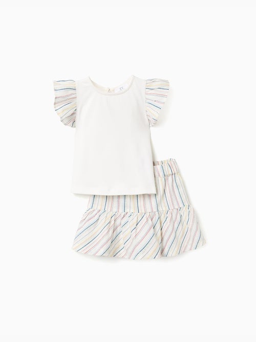 Maglietta + gonnellina in cotone a righe etniche B&S - Kiabi