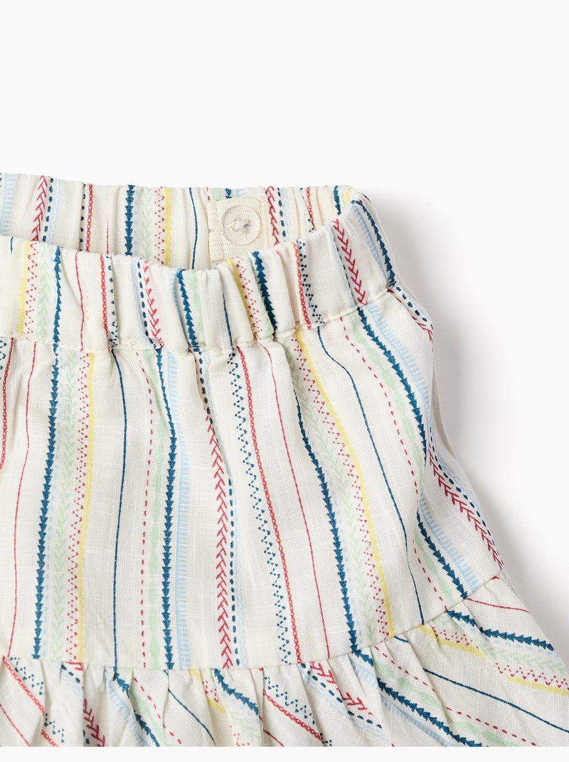 Maglietta + gonnellina in cotone a righe etniche B&S Bianco - Kiabi