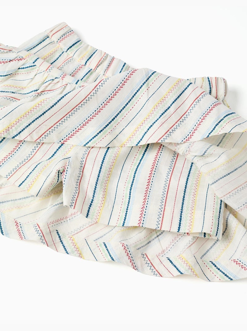Maglietta + gonnellina in cotone a righe etniche B&S Bianco - Kiabi