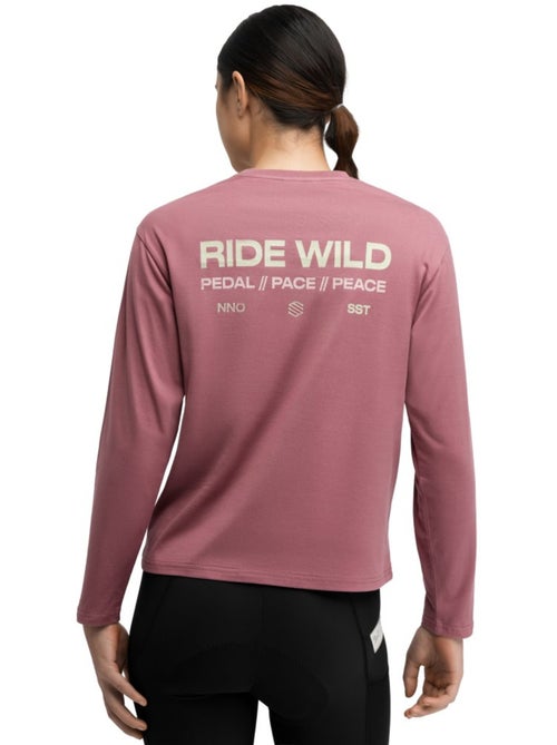 Maglietta gravel in cotone a maniche lunghe donna ciclismo donna rutted-w - Kiabi