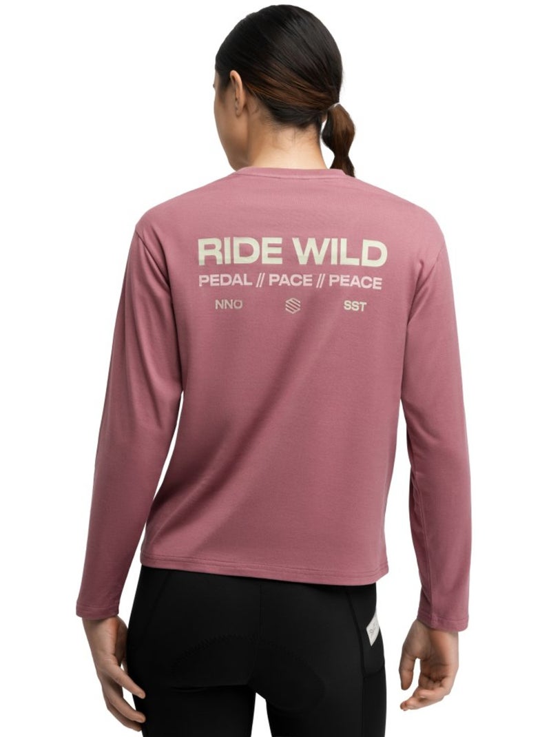 Maglietta gravel in cotone a maniche lunghe donna ciclismo donna rutted-w Marrone - Kiabi