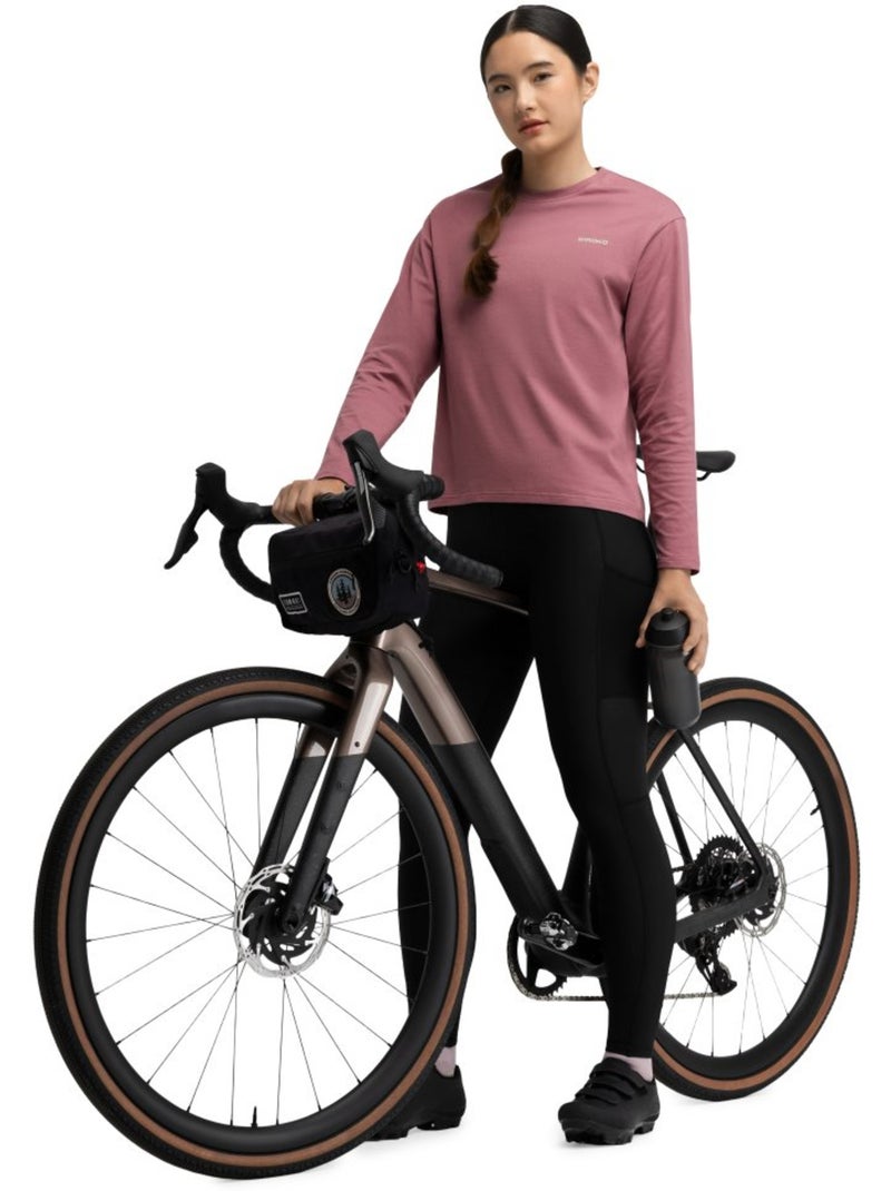 Maglietta gravel in cotone a maniche lunghe donna ciclismo donna rutted-w Marrone - Kiabi