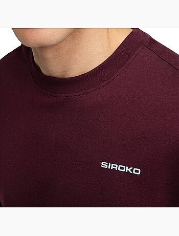 Maglietta gravel in cotone a maniche lunghe uomo ciclismo uomo rutted burgundy