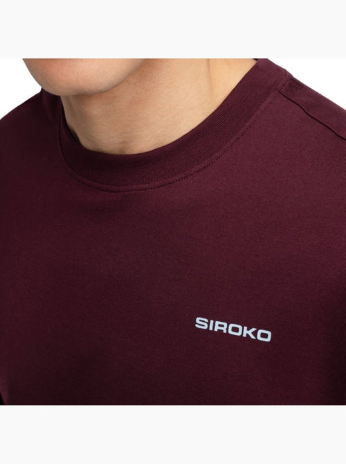 Maglietta gravel in cotone a maniche lunghe uomo ciclismo uomo rutted burgundy - Kiabi