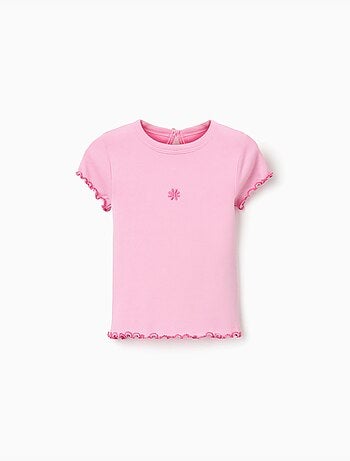 T-shirt a costine con estremità ondulate