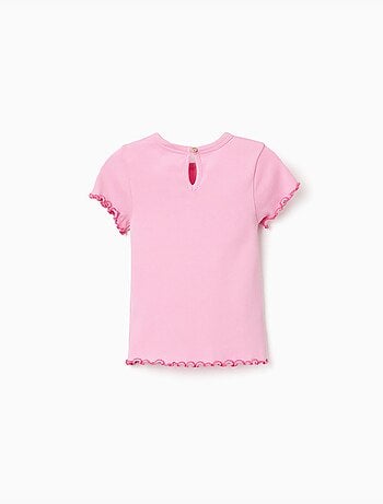 T-shirt a costine con estremità ondulate