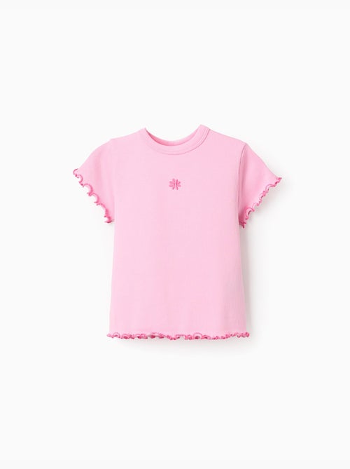 Maglietta in cotone a costine con estremità ondulate - Kiabi