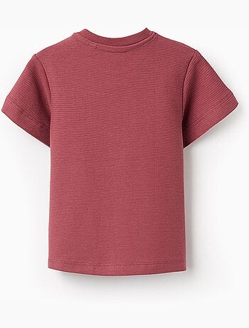 Maglietta in cotone a costine con stampa express yourself