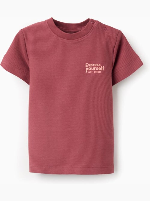 Maglietta in cotone a costine con stampa express yourself - Kiabi