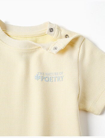 Maglietta in cotone a costine con stampa Poetry