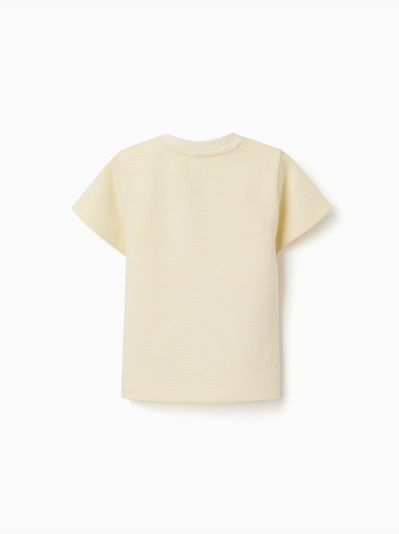 Maglietta in cotone a costine con stampa Poetry Giallo - Kiabi