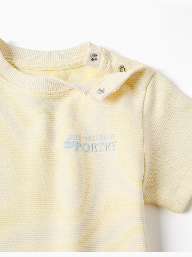 Maglietta in cotone a costine con stampa Poetry Giallo - Kiabi