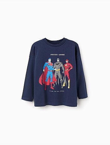 Maglietta in cotone a manica lunga con justice league