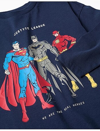 Maglietta in cotone a manica lunga con justice league