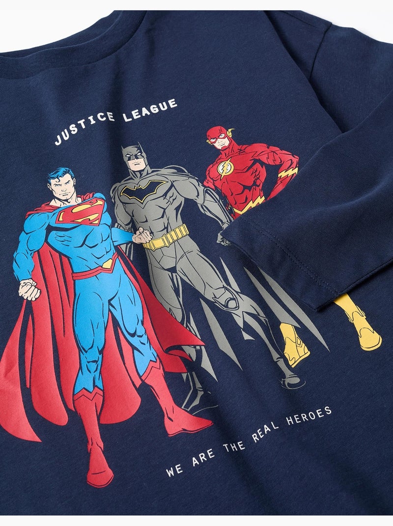 Maglietta in cotone a manica lunga con justice league Blu scuro - Kiabi