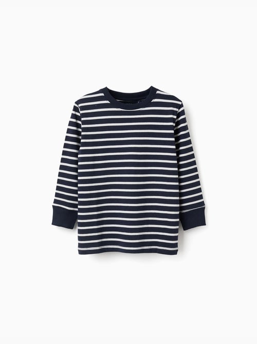 Maglietta in cotone a manica lunga con righe - Kiabi