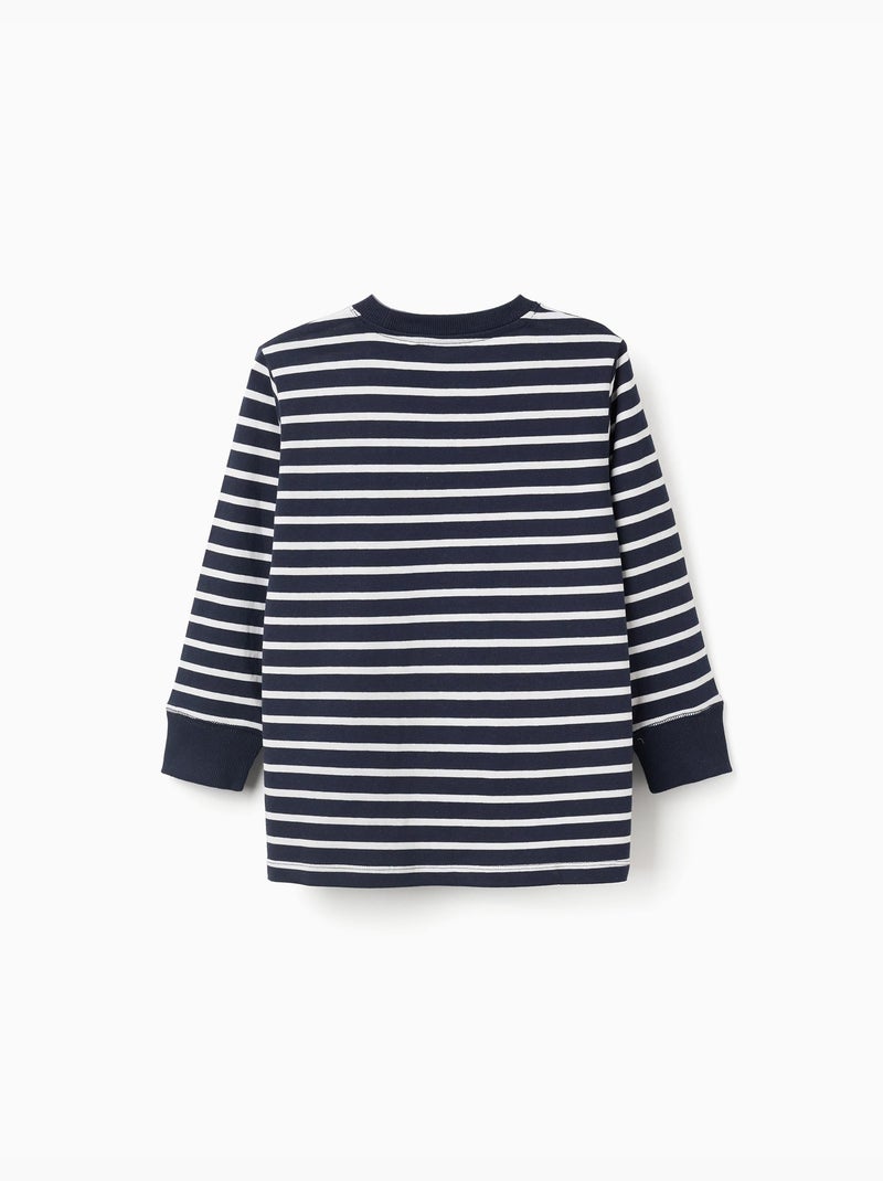Maglietta in cotone a manica lunga con righe Blu scuro - Kiabi