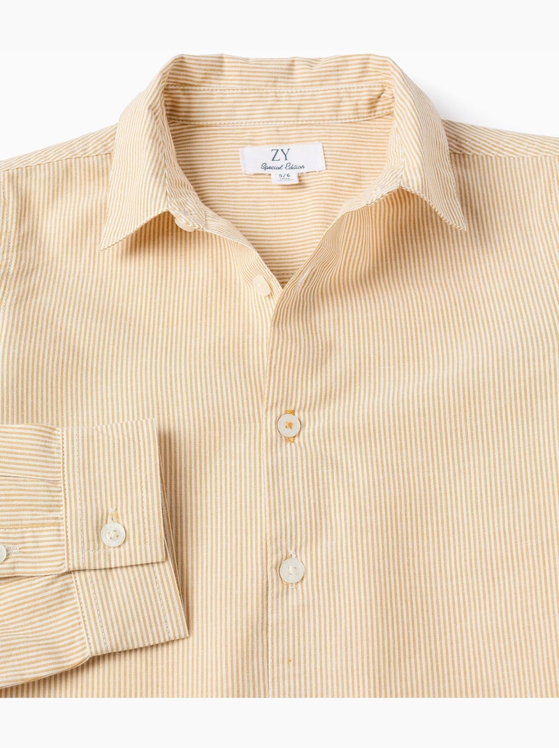 Maglietta in cotone a manica lunga con righe Giallo - Kiabi