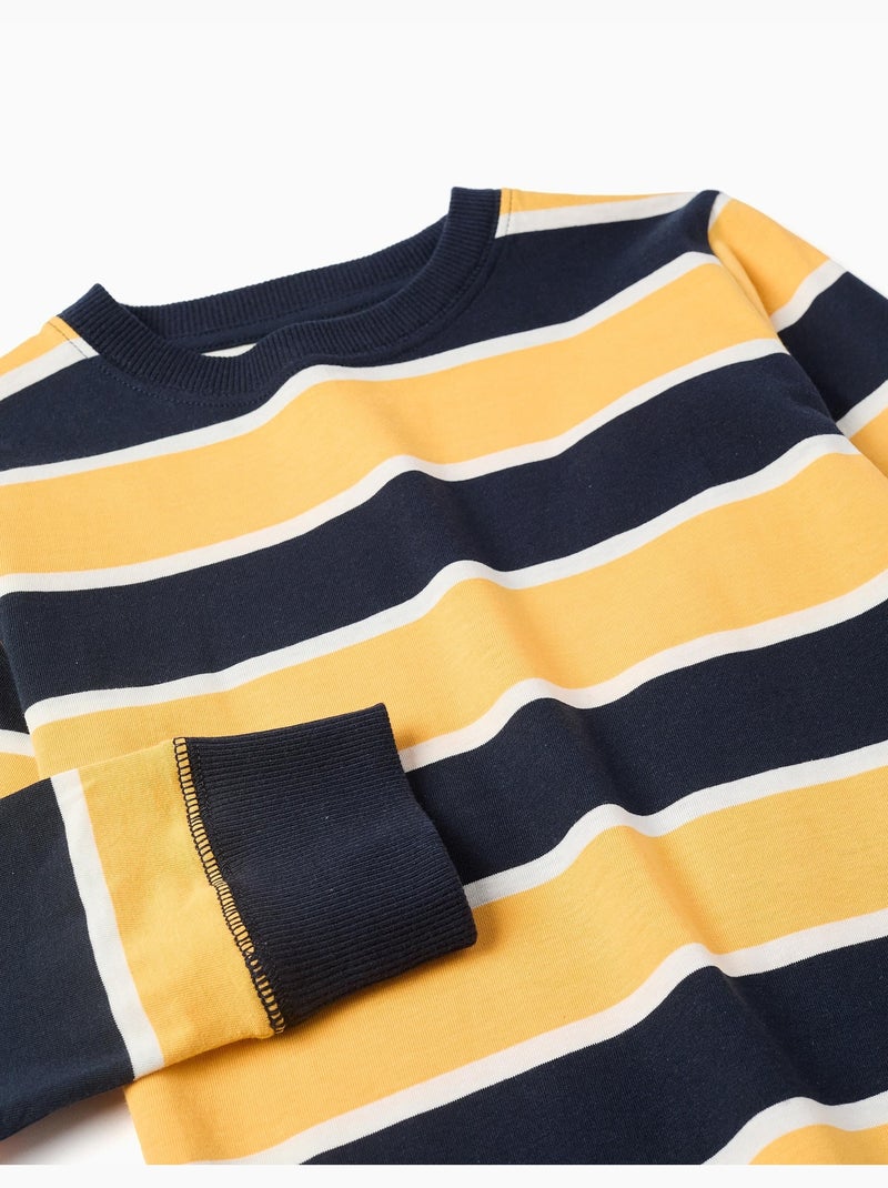 Maglietta in cotone a manica lunga con righe Giallo - Kiabi