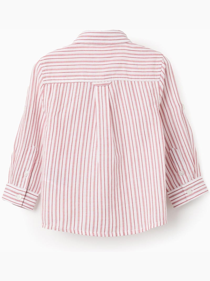 Maglietta in cotone a manica lunga con righe Rosso scuro - Kiabi