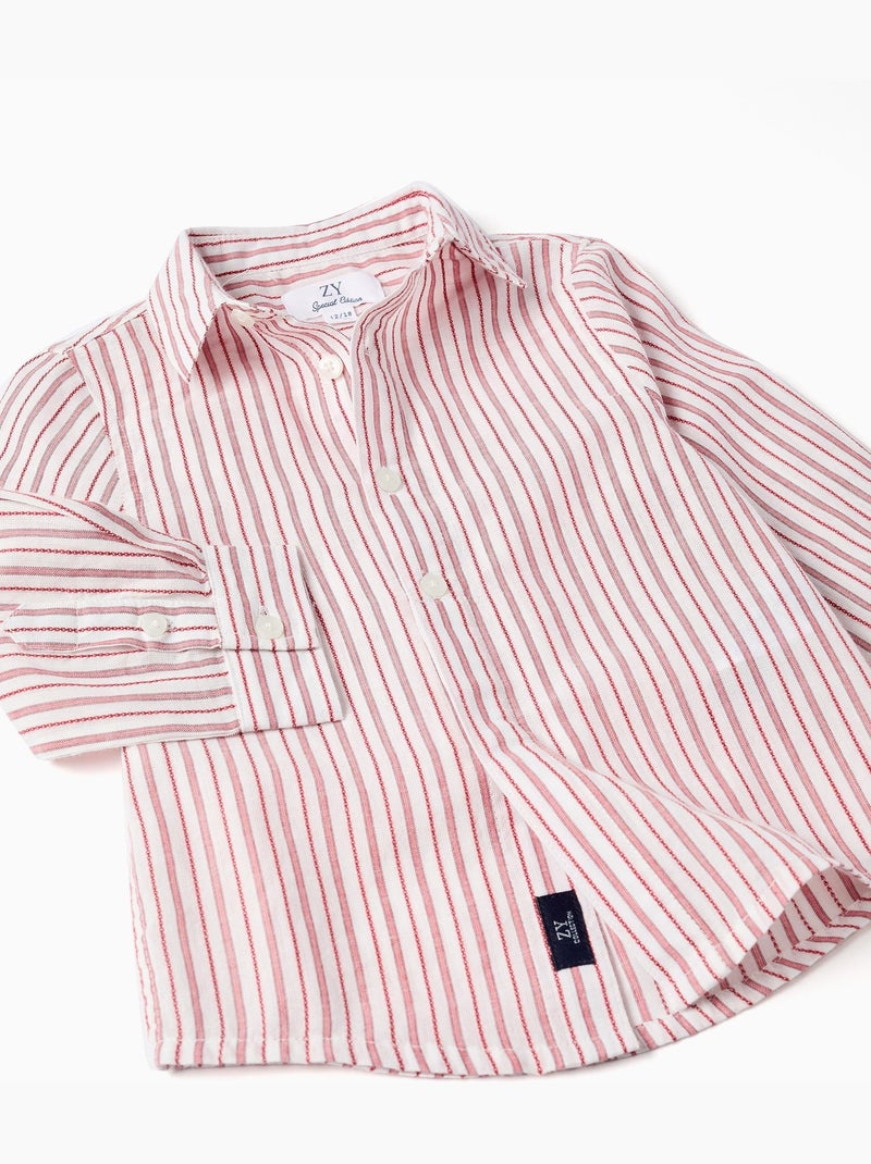 Maglietta in cotone a manica lunga con righe Rosso scuro - Kiabi