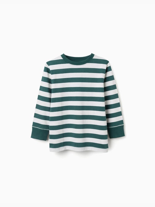 Maglietta in cotone a manica lunga con righe - Kiabi