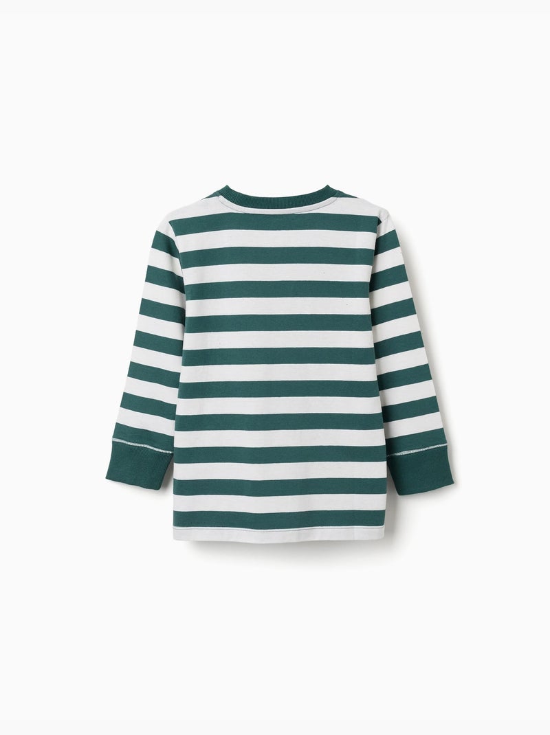 Maglietta in cotone a manica lunga con righe Verde scuro - Kiabi
