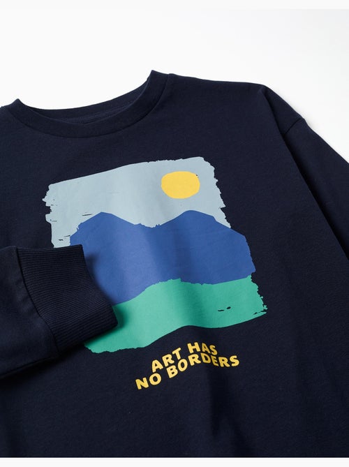 Maglietta in cotone a manica lunga con stampa art - Kiabi