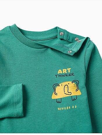 Maglietta in cotone a manica lunga con stampa art thinker