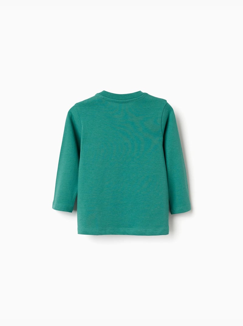 Maglietta in cotone a manica lunga con stampa art thinker Verde - Kiabi
