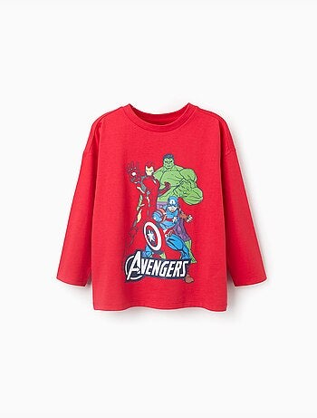 Maglietta in cotone a manica lunga con stampa avengers