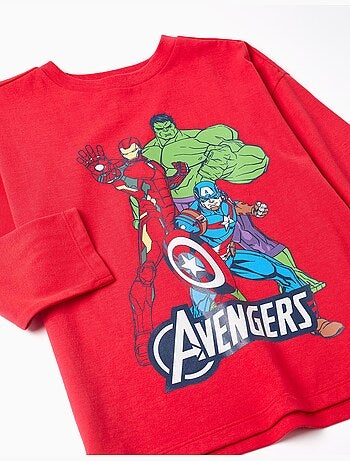 Maglietta in cotone a manica lunga con stampa avengers
