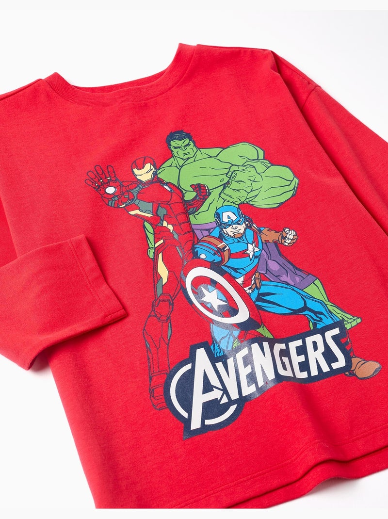 Maglietta in cotone a manica lunga con stampa avengers Rosso - Kiabi