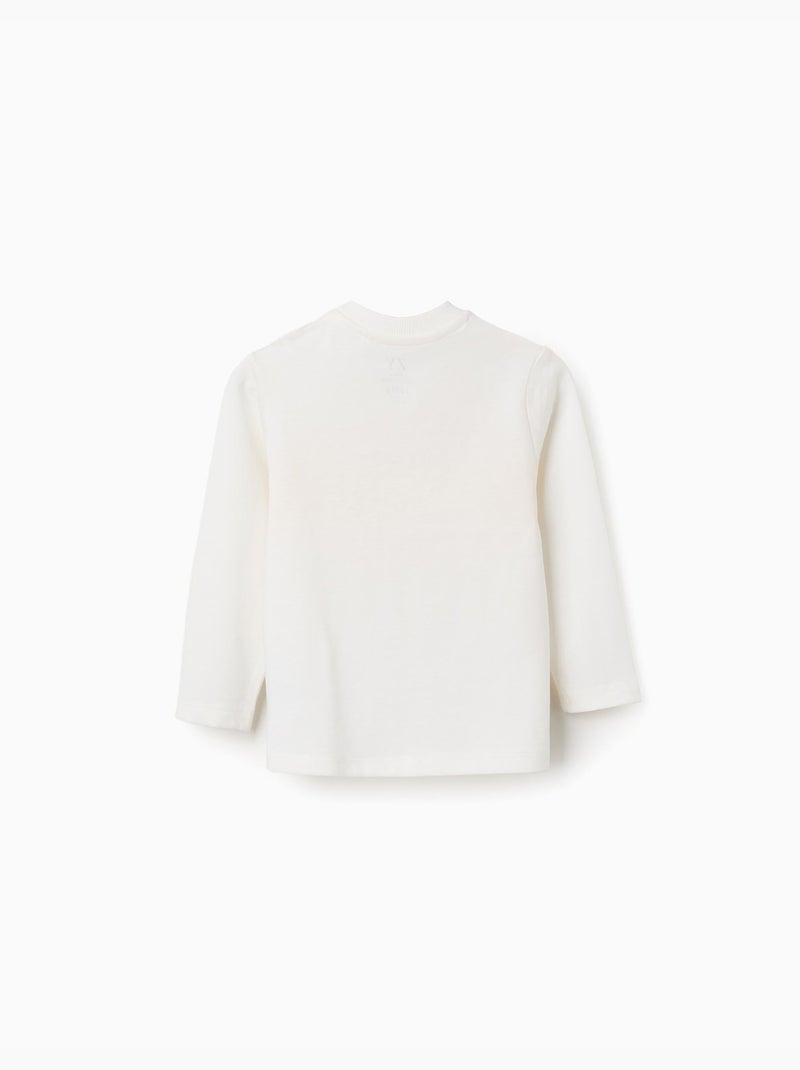 Maglietta in cotone a manica lunga con stampa Bianco - Kiabi