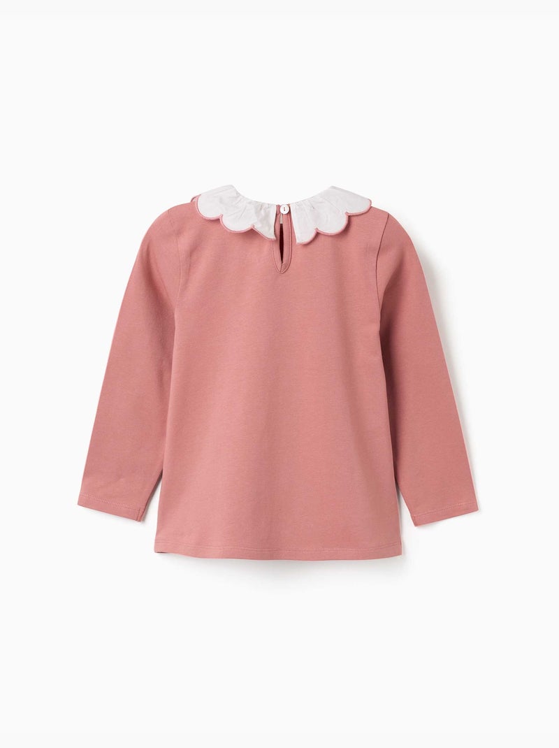 Maglietta in cotone a manica lunga con stampa d'arte floreale Rosa - Kiabi