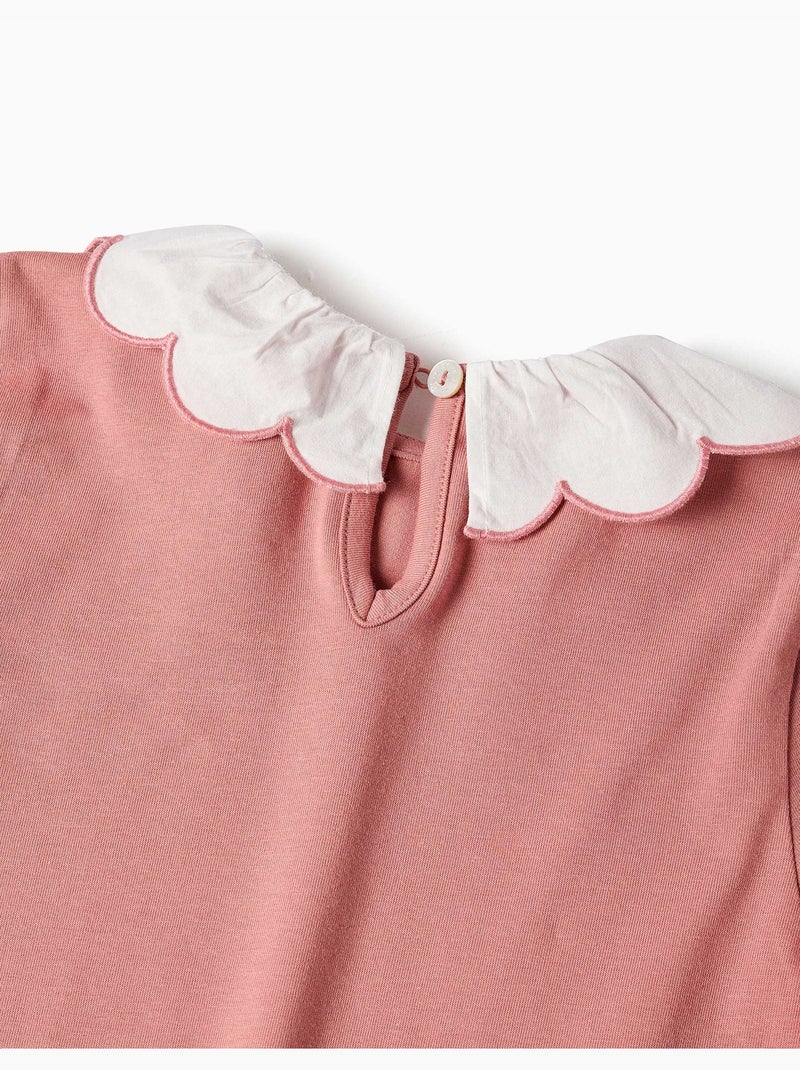 Maglietta in cotone a manica lunga con stampa d'arte floreale Rosa - Kiabi